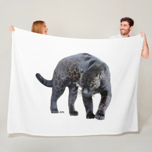 Jaguar Diablo white fleece blanket