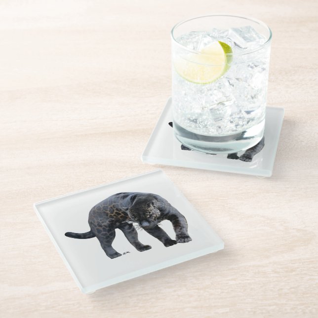Jaguar Diablo white glass coaster (Angled)