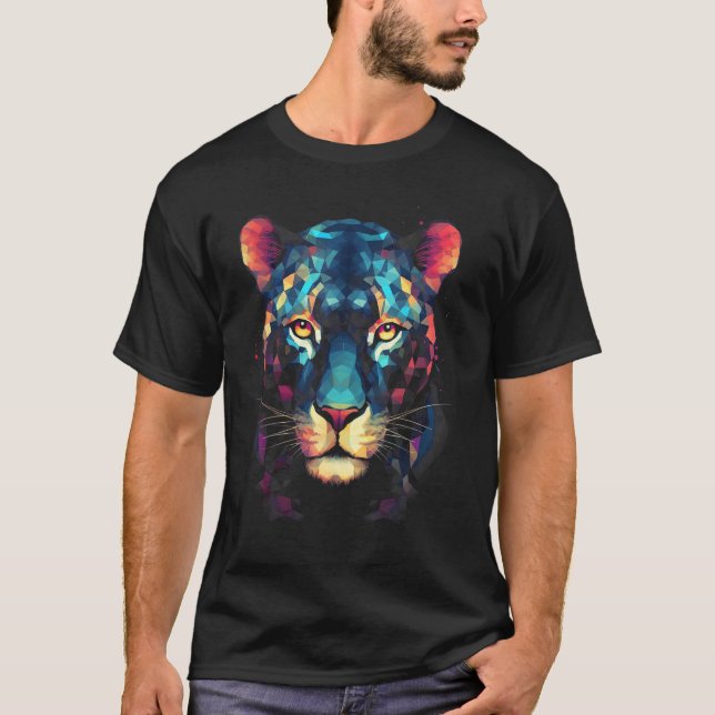 Jaguar Geometric Animal Graphic Tees for Men Women (Front)