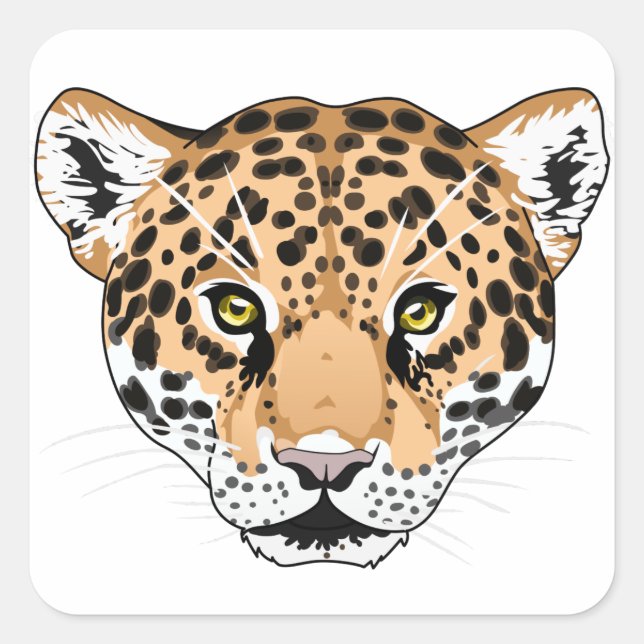 Jaguar Head Square Sticker (Front)