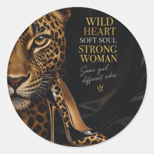 Jaguar & High Heel Luxury Woman Design Classic Round Sticker