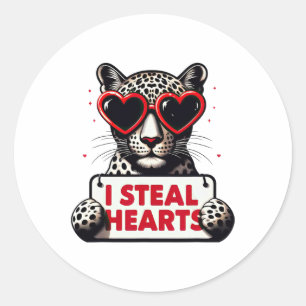 Jaguar I Steal Hearts Kids Mens Womens Leopard Val Classic Round Sticker