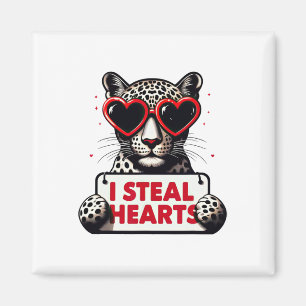 Jaguar I Steal Hearts Kids Mens Womens Leopard Val Magnet