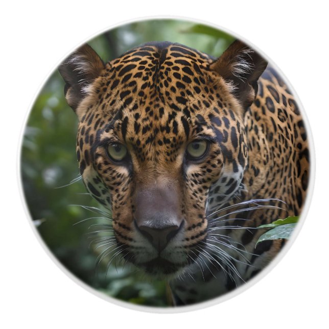 Jaguar In The Forest, Ceramic Knob (Front)