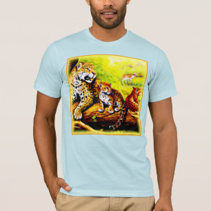 Jaguar Mum and Cubs Relaxing in Jungle. Buy Now T-Shirt