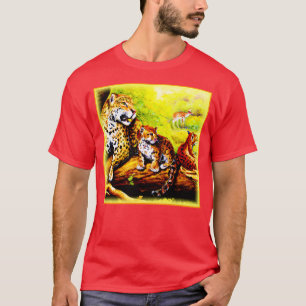 Jaguar Mum and Cubs Relaxing in Jungle. Buy Now T-Shirt