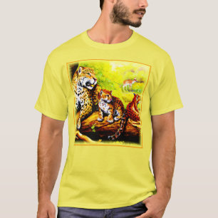Jaguar Mum and Cubs Relaxing in Jungle. Buy Now T-Shirt
