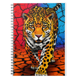 Jaguar on Cracked Earth Backgroun Notebook