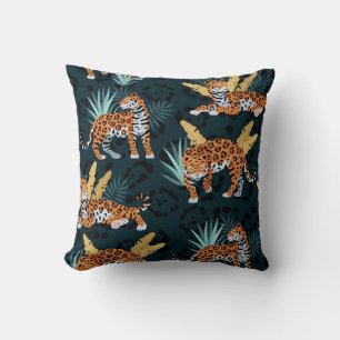 Jaguar Palms Seamless Vintage Pattern Cushion