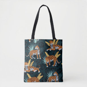 Jaguar Palms Seamless Vintage Pattern Tote Bag