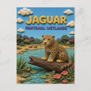 Jaguar Pantanal Wetlands Modern KlayKoo Postcard