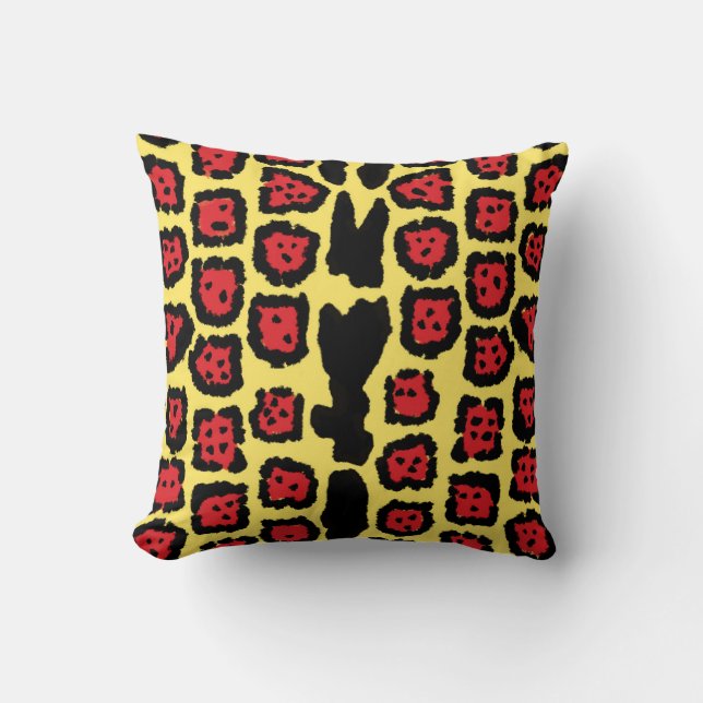 Jaguar Pattern in Blood Orange on Lemon Curd Cushion (Front)