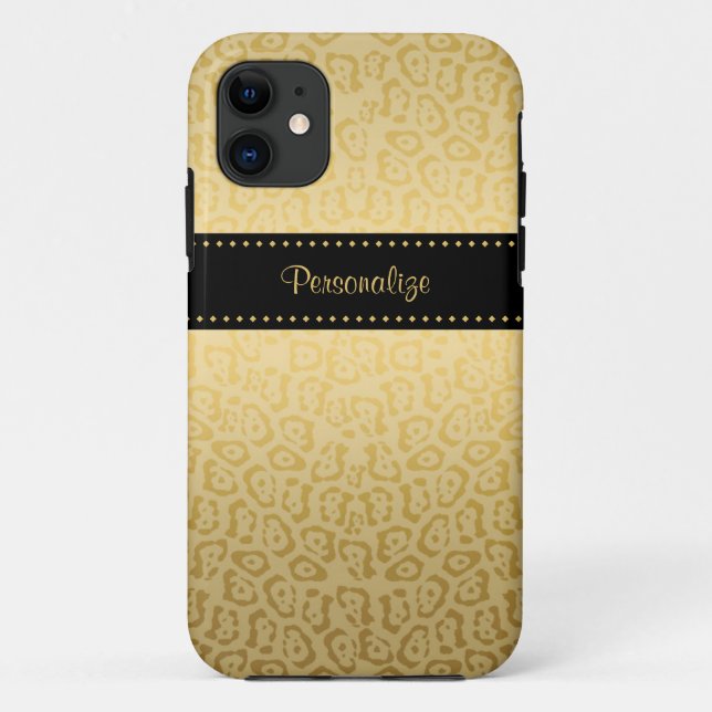 Jaguar Pattern Luxury Black and Gold Animal Print Case-Mate iPhone Case (Back)