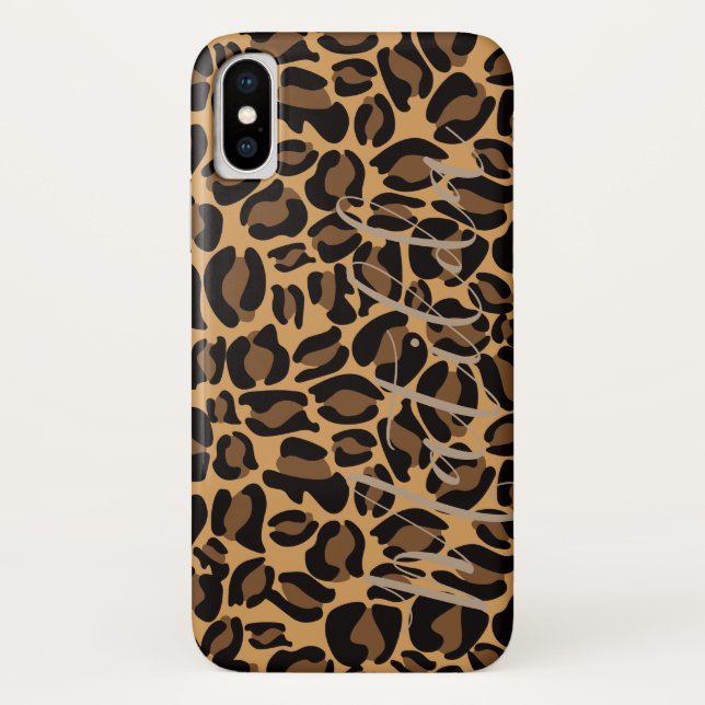 Jaguar Pattern Print Personalised Name Case-Mate iPhone Case (Back)
