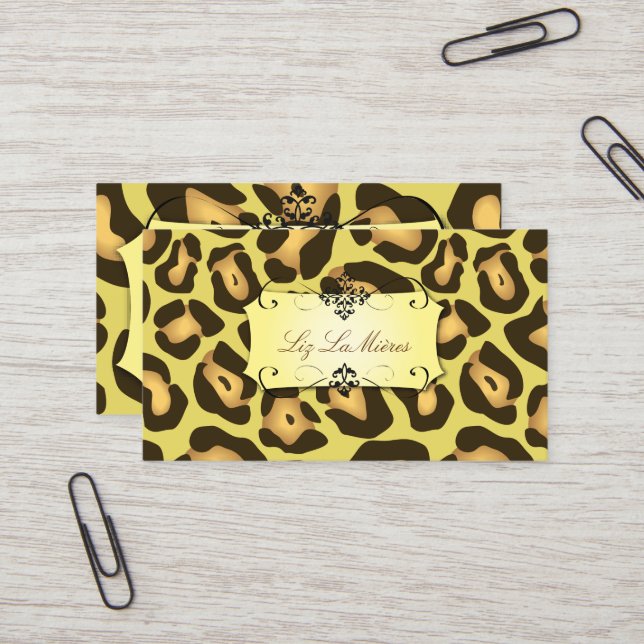Jaguar Print / DIY background colour Business Card (Front/Back In Situ)