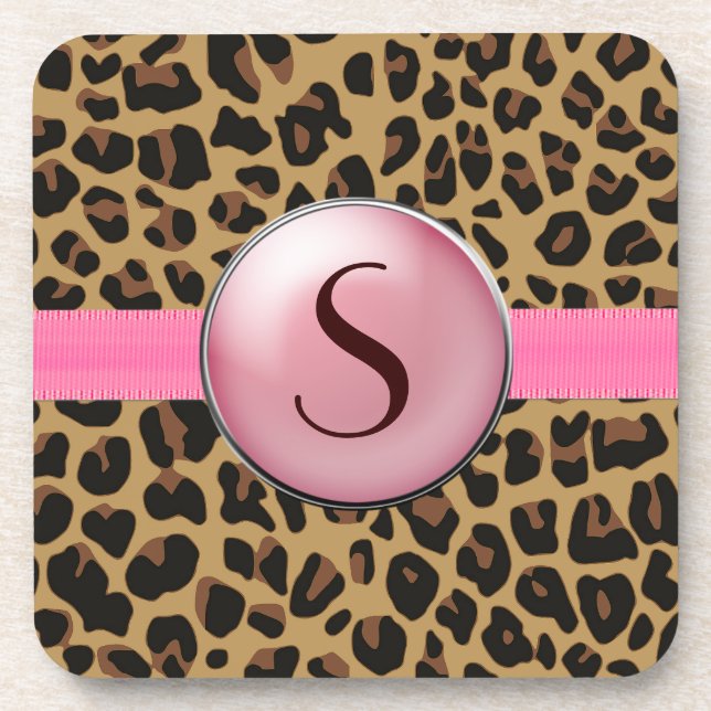 Jaguar Print Monogram Coaster (Front)