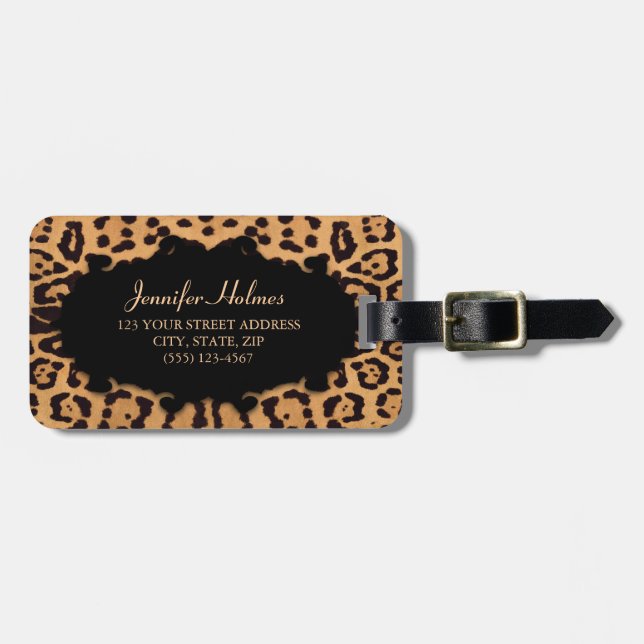 Jaguar Print Personalised luggage tag (Front Horizontal)