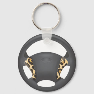 Jaguar Print Steering Wheel Key Ring