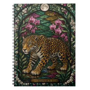 Jaguar Rainforest River Illumina Stained Glass Notebook
