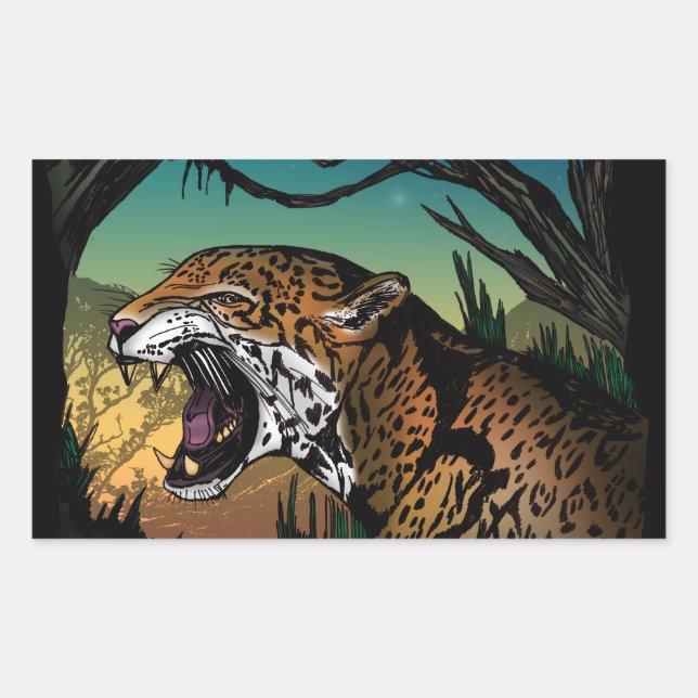 Jaguar Rectangular Sticker (Front)
