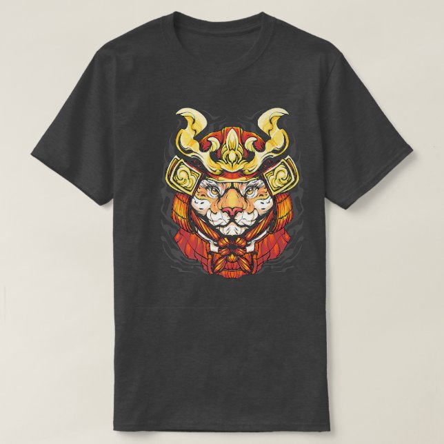 Jaguar Samurai Illustration  Samurai Cat  Samurai  T-Shirt (Design Front)