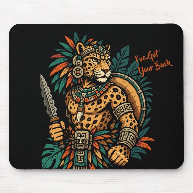 Jaguar Tribal Warrior Vintage Mouse Mat (Front)