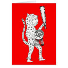 Jaguar Warrior Card (white on red)