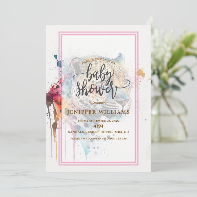 Jaguar Watercolor               Invitation (Standing Front)