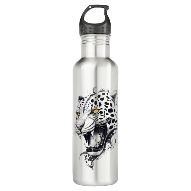 Jaguar Wild Animal Nature Illustration Art Tattoo 710 Ml Water Bottle (Front)