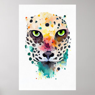 Jaguar Wild Animal Nature Watercolor Art Painting Poster