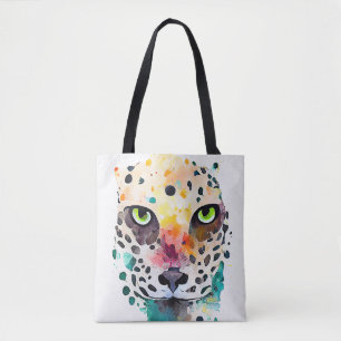 Jaguar Wild Animal Nature Watercolor Art Painting Tote Bag