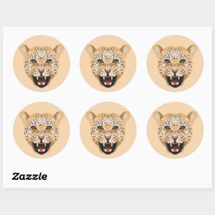 Jaguar. Wild cat illustration Classic Round Sticker