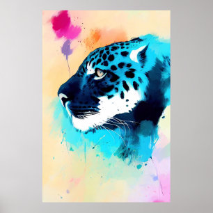 Jaguar Wild Nature Animal Color Art Painting Poster