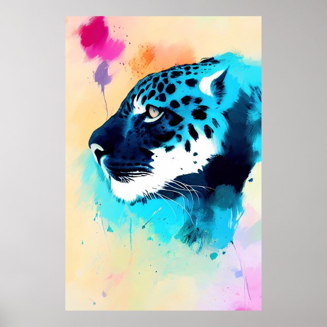 Jaguar Wild Nature Animal Color Art Painting Poster (Front)