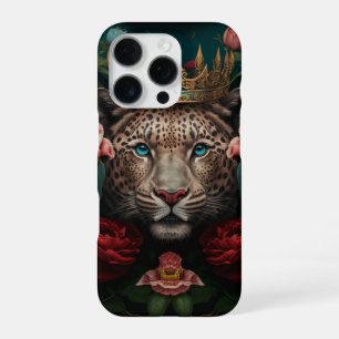 Jaguar with Crown in Flowers Painting              iPhone 16 Pro Case