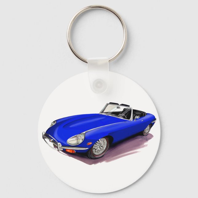 Jaguar XKE Blue Car Key Ring (Front)