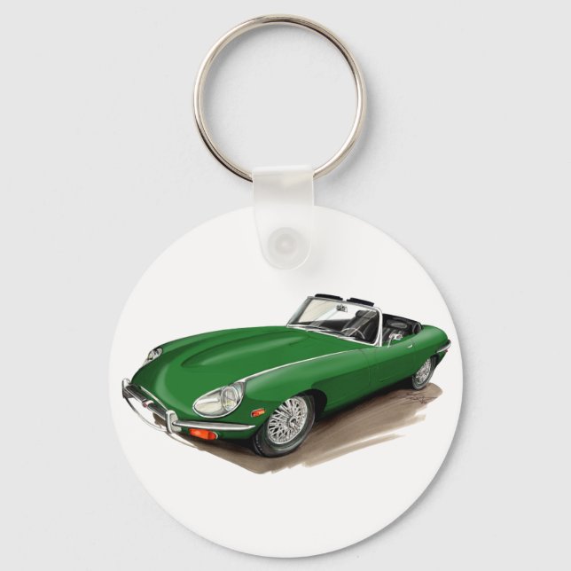 Jaguar XKE Green Car Key Ring (Front)