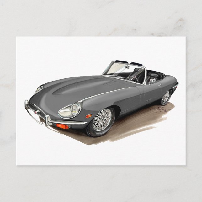 Jaguar XKE Grey Car Postcard (Front)