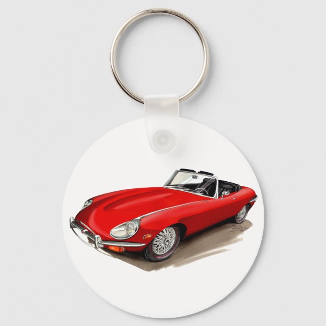 Jaguar XKE Red Car Key Ring (Front)