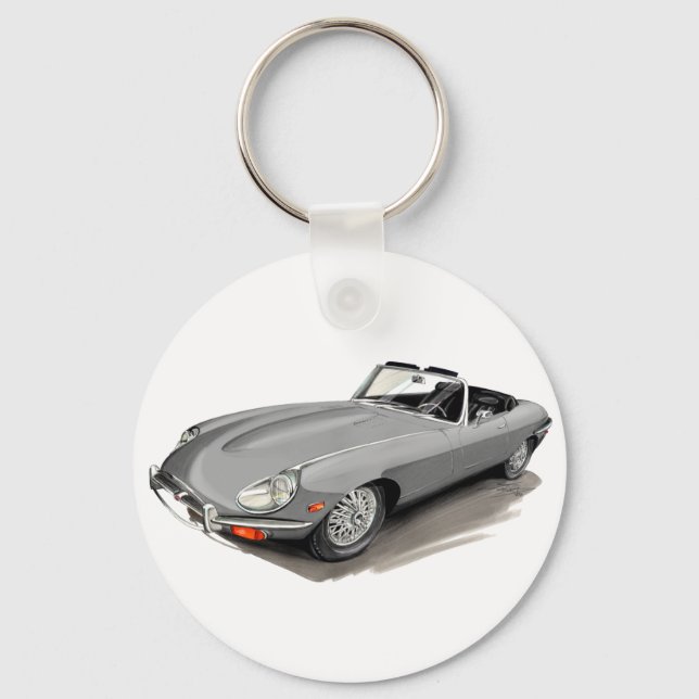 Jaguar XKE Silver Car Key Ring (Front)