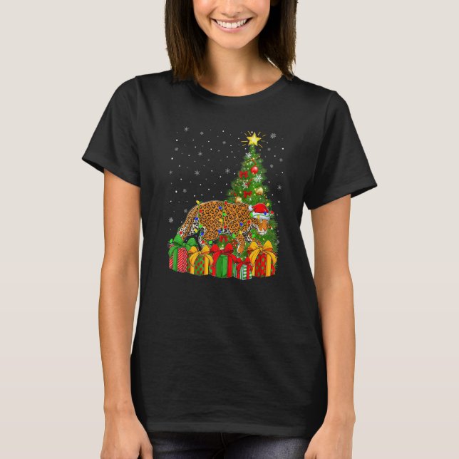 Jaguar  Xmas Holiday Santa Jaguar Christmas Tree T-Shirt (Front)