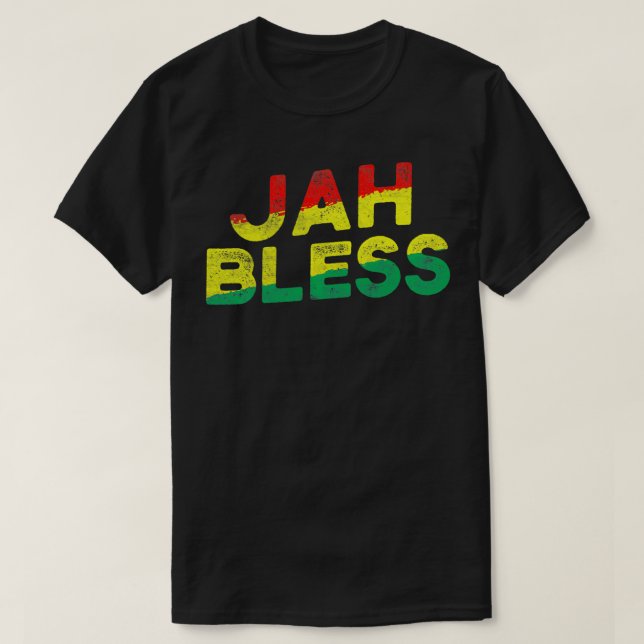 Jah Bless Jamaican Roots Jamaica Rasta Rastafari R T-Shirt (Design Front)