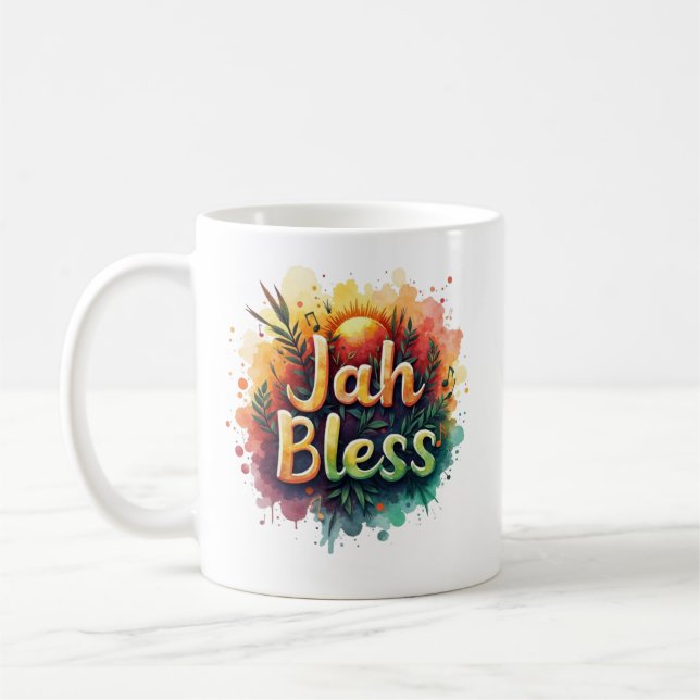 Jah Bless Reggae Watercolor Coffee Mug (Left)