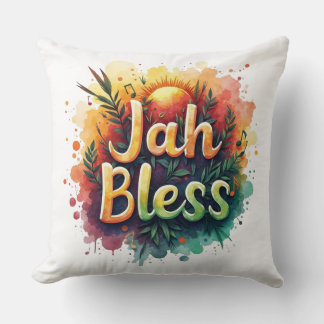 Jah Bless Reggae Watercolor  Cushion