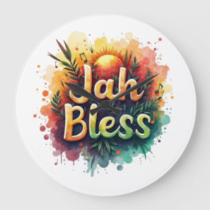 Jah Bless Reggae Watercolor Large Clock