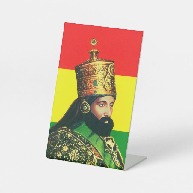 Jah Rastafari Haile Selassie Rasta Livity Roots Pedestal Sign (Front)