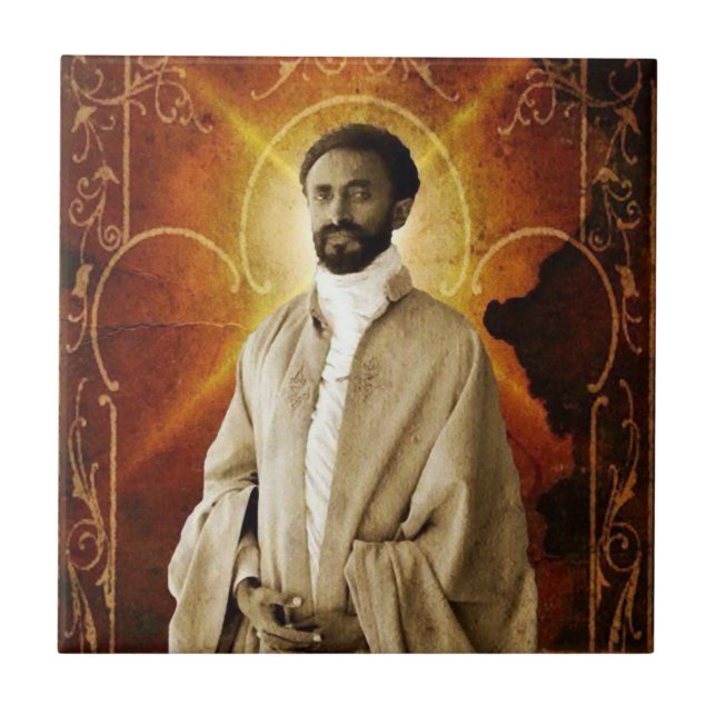 Jah Rastafari Haile Selassie Rasta Livity Roots Tile (Front)