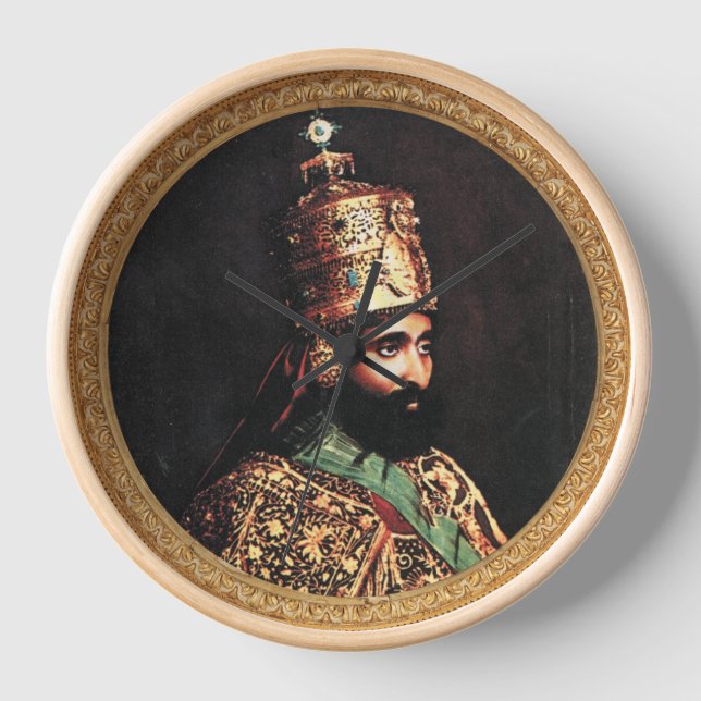 Jah Rastafari Haile Selassie Rasta Reggae Roots Clock (Front)