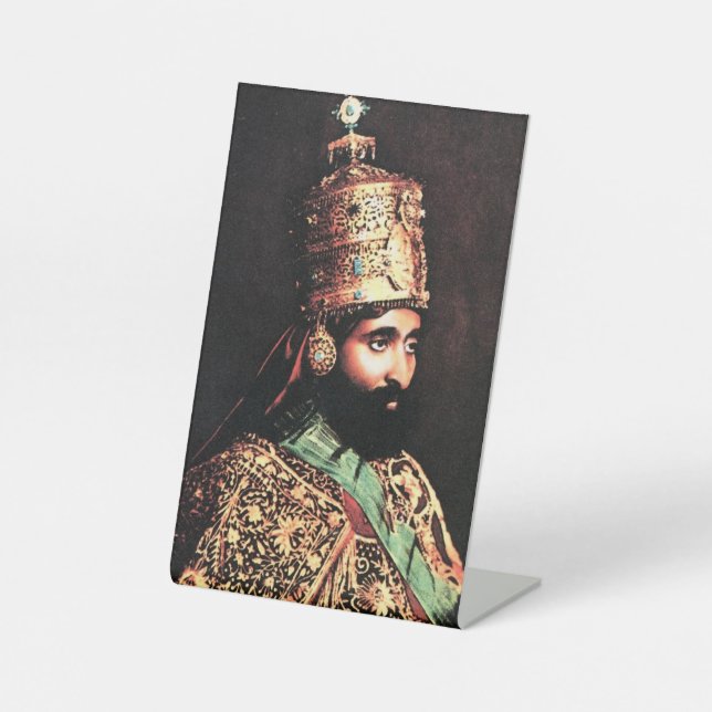 Jah Rastafari Haile Selassie Rasta Reggae Roots Pedestal Sign (Front)