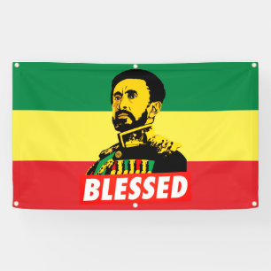 Jah Rastafari Haile Selassie Rasta Roots Banner